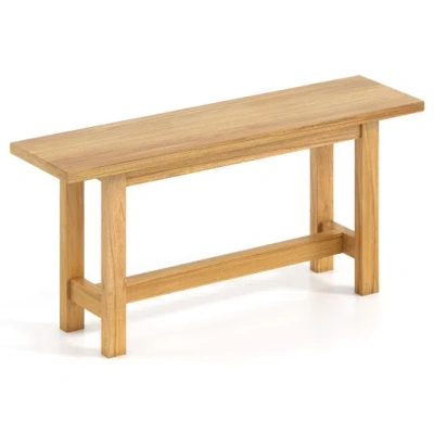 Costway Outdoor Teak Wood Bench For Porch Backyard And Poolside In Brown