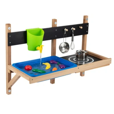 Costway Outdoor Wall Mounted Mud Kitchen For Kids Ages 3+ In Multi