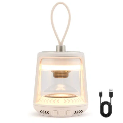 Costway Outdoor Waterproof Camping Lantern Speaker With 3 Led Light Colors In Pink