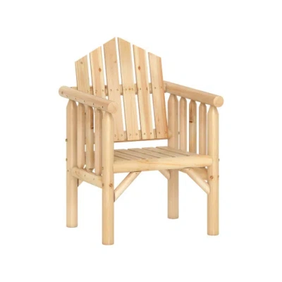 Costway Outdoor Wood Armchair Wooden Patio Dining Chair With Armrests-natural In Multi