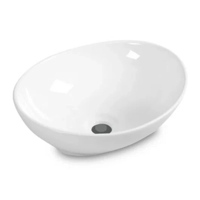 Costway Oval Bathroom Basin Ceramic Vessel Sink In White