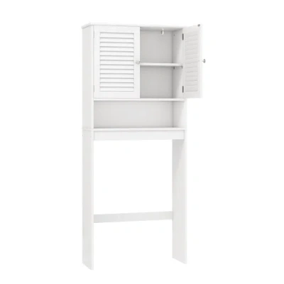 Costway Over The Toilet Storage Cabinet With Double Doors And Adjustable Shelf In White