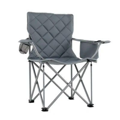 Costway Oversized Camping Chairs Outdoor Folding Chair With Cooler Pouch And Cup Holder-gray