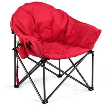 Costway Oversized Folding Camping Moon Chair With Cup Holder In Multi