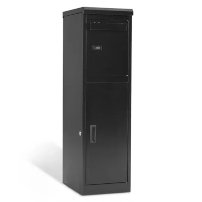 Costway Package Delivery Box For Outside With Lockable Doors Coded Lock-black In Multi