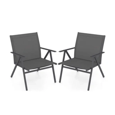 Costway Patio Chairs Set Of 2 With Breathable Mesh Fabric And Metal Frame-gray