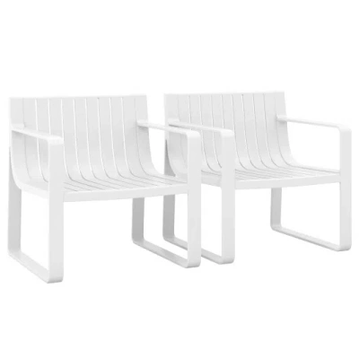 Costway Patio Chairs Set Of 2 With Curved Backrests And Seats-white