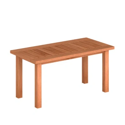Costway Patio Coffee Table With Slatted Tabletop For Deck, Poolside In Brown