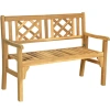 Costway Patio Foldable Bench With Curved Backrest And Armrest In Multi
