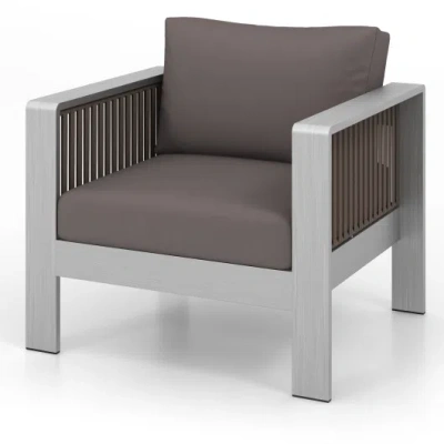 Costway Patio Furniture Aluminum Armchair With Thick Back And Seat Cushion In Gray