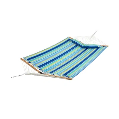 Costway Patio Hammock Foldable Portable Swing Chair Bed With Detachable Pillow In Blue