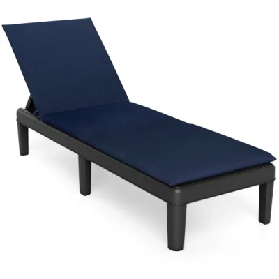 Costway Patio Lounge Chair 3-position Adjustable Backrest And Cushion-blue