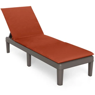 Costway Patio Lounge Outdoor Recliner Chair With Cushion 3-position Adjustable Backrest-orange In Brown