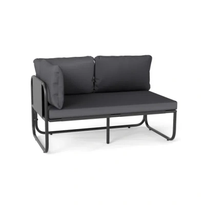 Costway Patio Loveseat Sofa Couch With Removable Pillows And Seat Cushion-gray In Black
