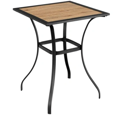 Costway Patio Square Bar Table For Garden Backyard In Black