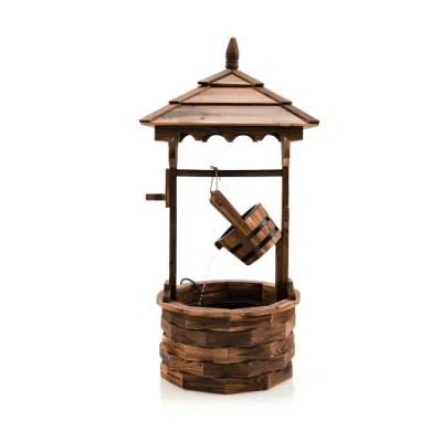 Costway Patio Wooden Water Fountain With Electric Pump-brown