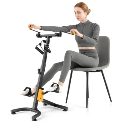 Costway Pedal Exerciser With Adjustable Handgrip For Seniors-yellow In Gray