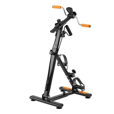 Costway Pedal Exerciser With Adjustable Resistance For Arm And Leg Workout-orange In Black
