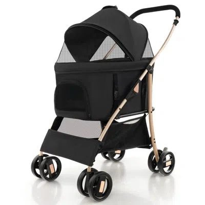 Costway Petsite Folding Standard Stroller In Black