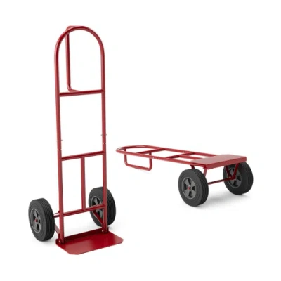 Costway P-handle Sack Truck With 10 Inch Wheels And Foldable Load Area-red In Multi