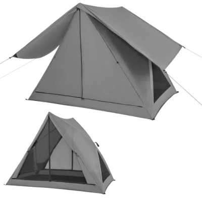 Costway Pop-up Camping Tent For 2-3 People With Carry Bag And Rainfly For Backpacking Hiking Trip-gray