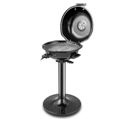 Costway Portable 1600w Electric Bbq Grill With Temperature Control & Grease Collector Red In Black
