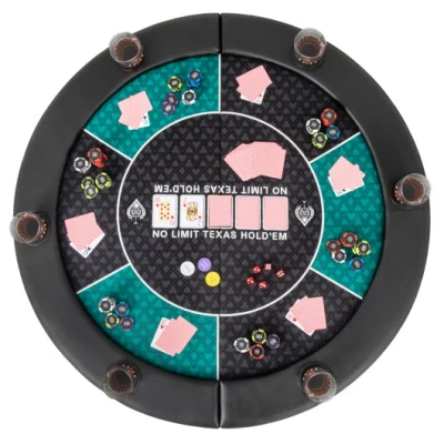 Costway Portable 48 Inch 6-player Foldable Poker Table Top Round Game Mat-green In Multi