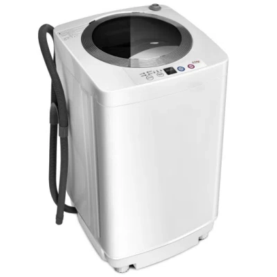 Costway Portable 7.7 Lbs Automatic Laundry Washing Machine With Drain Pump In White