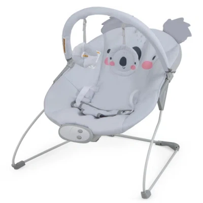 Costway Portable Baby Bouncer Infant Rocker Seat With Detachable Toy Bar-gray In Blue