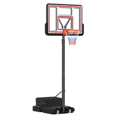 Costway Portable Basketball Hoop Adjustable Basketball Goal System In Black