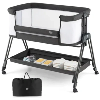Costway Portable Bedside Sleeper For Baby With 7 Adjustable Heights-black