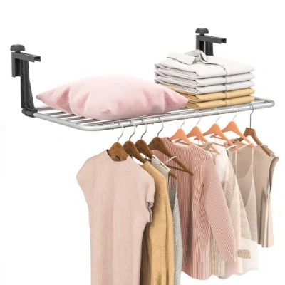 Costway Portable Clothes Drying Rack Aluminum Towel Rack With Adjustable And Foldable Brackets In White