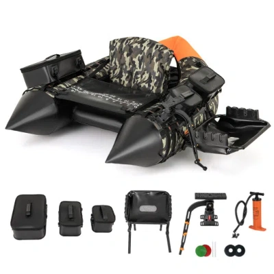 Costway Portable Fishing Boat With 3 Detachable Storage Boxes-camouflage In Black