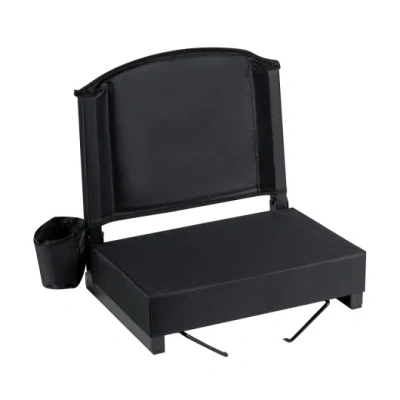 Costway Portable Folding Bleacher Chair With Thick Padded Cushion, Removable Shoulder Strap-black