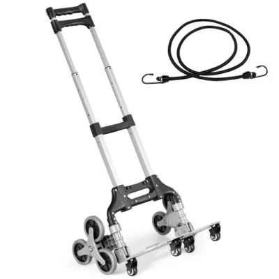 Costway Portable Folding Stair Climbing Hand Truck In Silver
