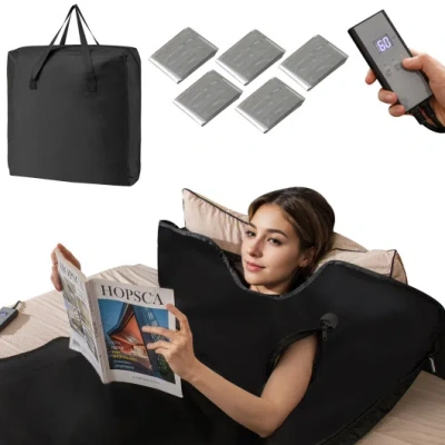 Costway Portable Full-body Personal Sauna For Home Use With Armholes Wraps And Sauna Bag-black