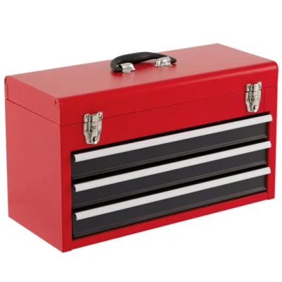Costway Portable Garage Mechanic Tool Cabinet Box With 3 Drawers-black & Red