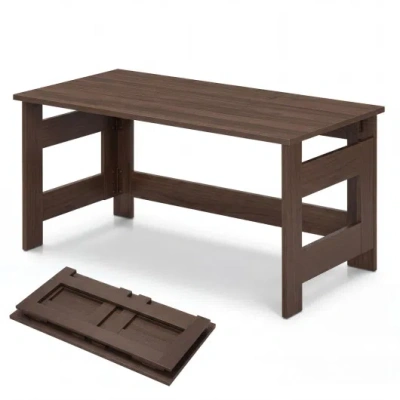 Costway Portable Low Floor Table With Foldable Legs For Living Room-brown