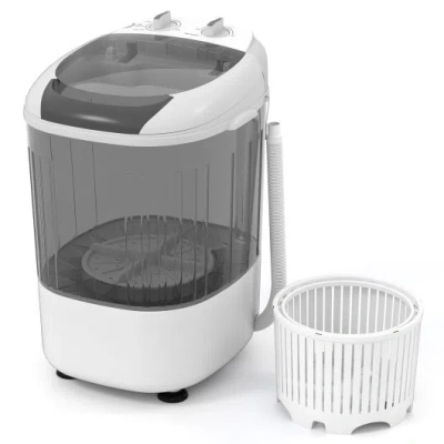 Costway Portable Mini Semi-automatic Washing Machine With Spin Tub And Drain Hose 2.5 Kg Capacity-gray In White