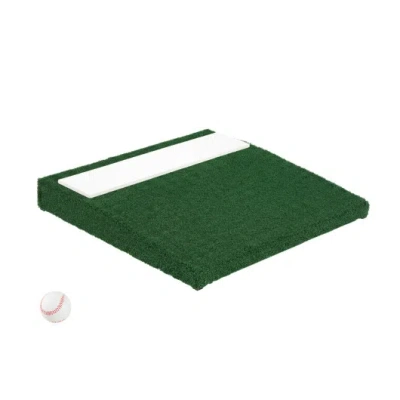 Costway Portable Pitching Mound With Baseball Pitching Eva Carry Handle In Green