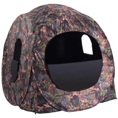 Costway Portable Pop Up Ground Camo Blind Hunting Enclosure In Brown