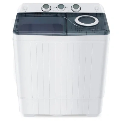 Costway Portable Twin Tub Washing Machine With Powerful Pulsator In White