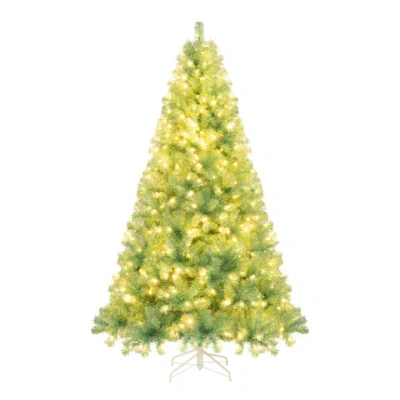 Costway Pre-lit Tinsel Christmas Tree Artificial Xmas Tree Home Office Party Seasonal Holiday Decoration-m In Green