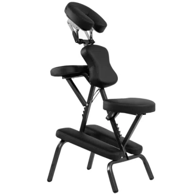 Costway Pu Leather Pad Travel Massage Chair With Carrying Bag In Black