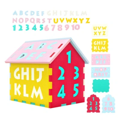 Costway Puzzle Floor Mats With Interlocking Alphabet And Number For Kids In Multi