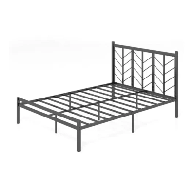 Costway Queen Size Platform Bed With Headboard And Metal Frame-queen Size In Black