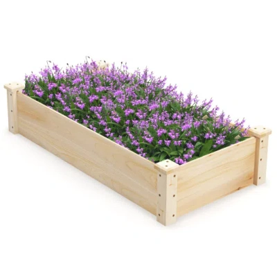 Costway Raised Garden Bed Fir Wood Wooden Square Wood Planter Box For Garden In Multi