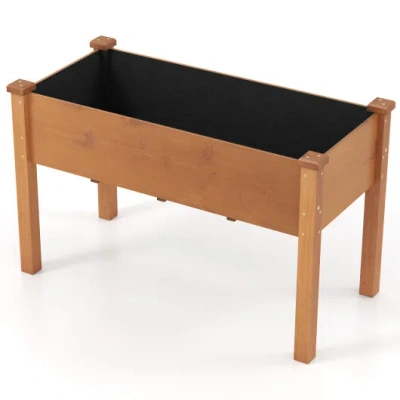 Costway Raised Garden Bed With Legs And Drainage Holes For Backyard-brown In Pink