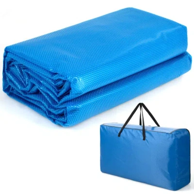 Costway Rectangle Swimming Pool Cover 12-mil Heat Retaining Pool Solar Blanket With Carrying Bag-40ft X 20ft In Blue