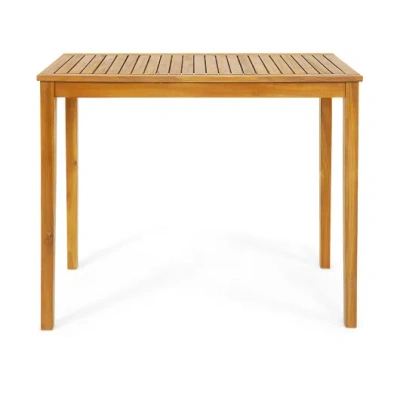 Costway Rectangular Indoor And Outdoor Bar Height Table For Garden In Brown